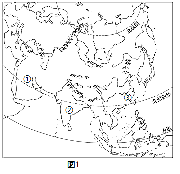 亚洲地形图手绘带字图片