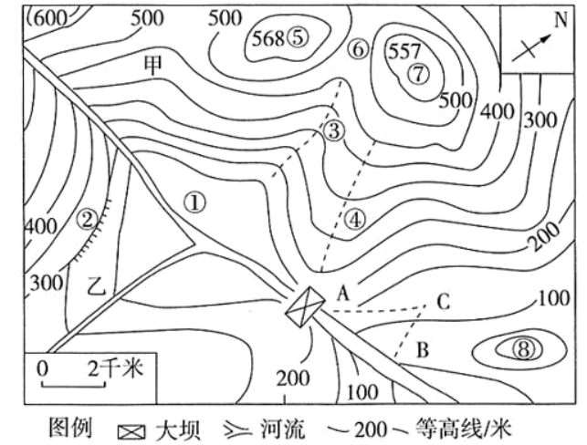 读我国东南某地区等高线地形图回答下列问题