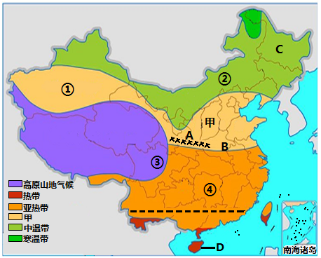 读我国温度带划分示意图回答下列问题