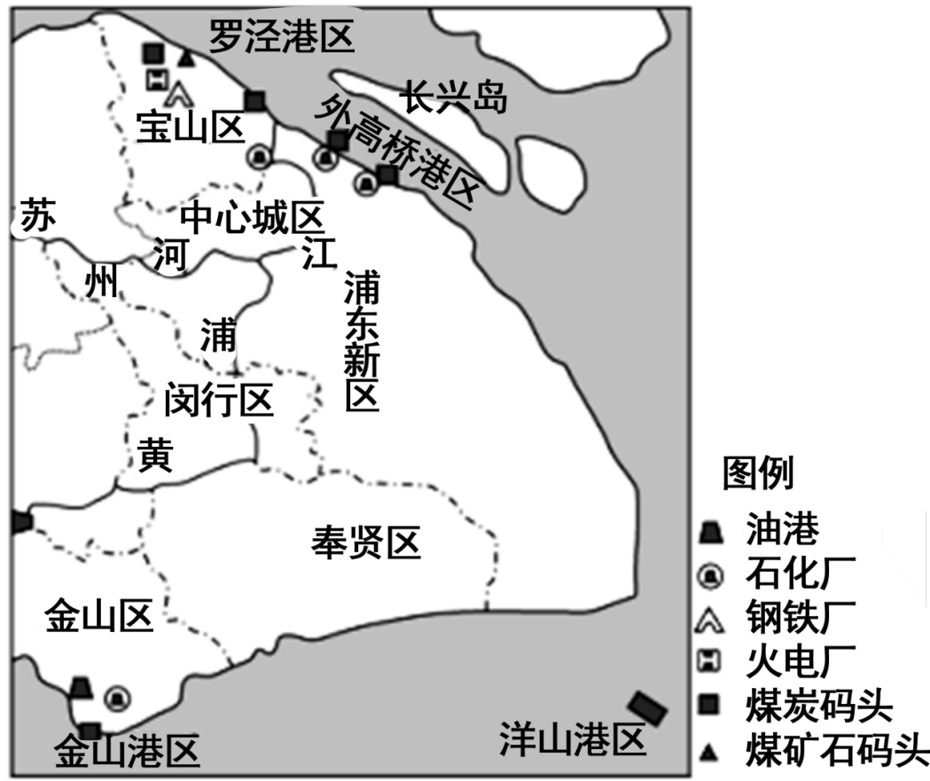 【小题1】不同港口有不同功能,推测宝山区和金山区码头的主要功能是()