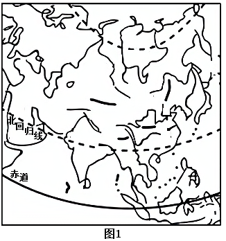圖1為亞洲地形分佈示意圖圖2為亞洲氣候類型分佈圖讀圖完成下列問題