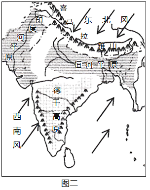 讀南亞降水分佈圖南亞地形簡圖和盛行風向圖南亞主要糧食作物分佈圖