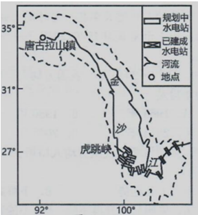 區域下圖金沙江流域梯級開發中水電站的位置示意圖讀圖完成下面小題