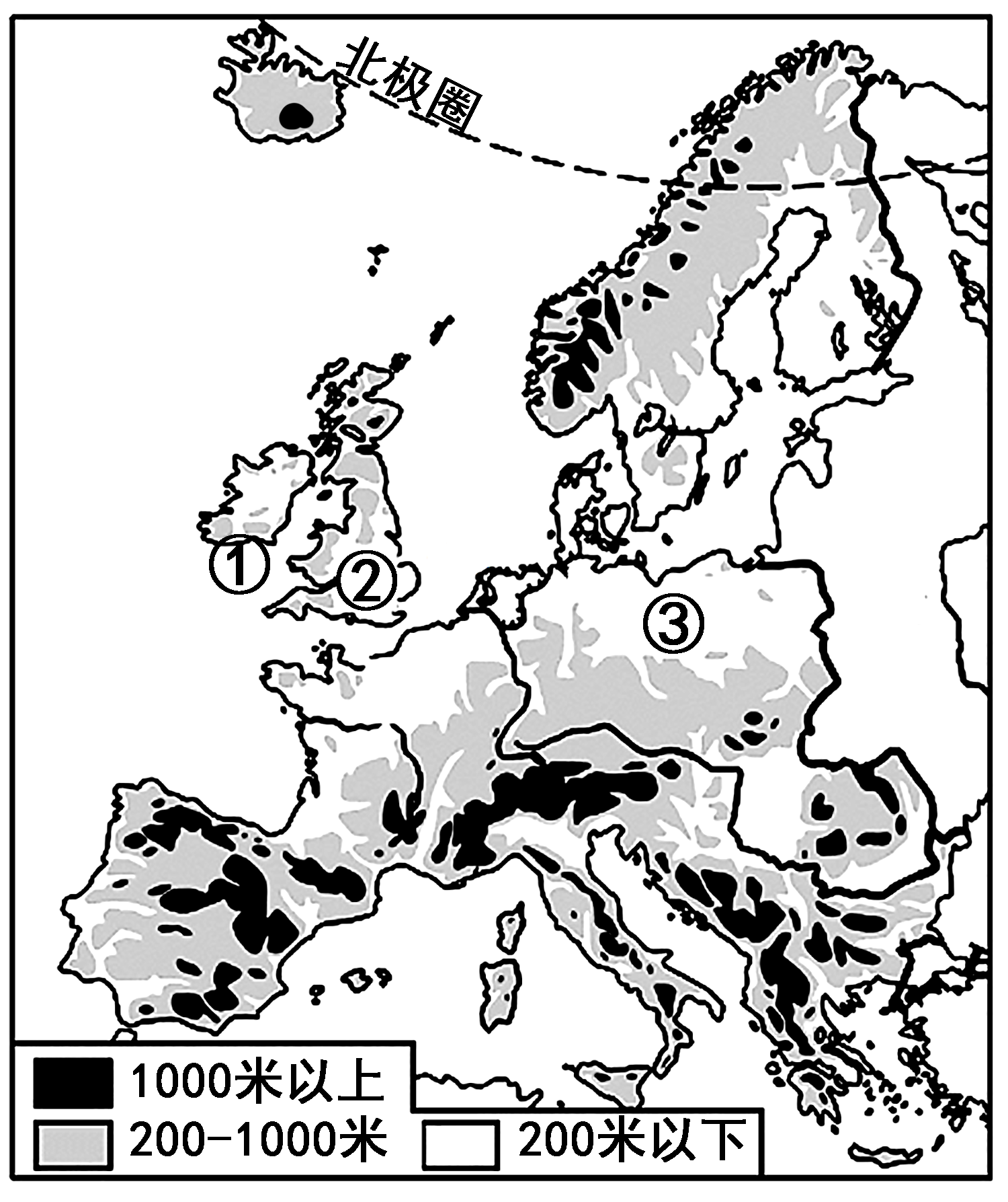 欧洲地形空白图片
