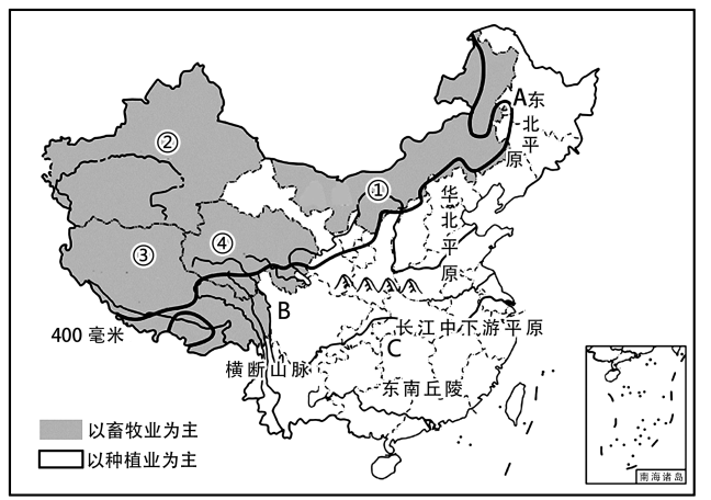 讀我國部分農作物分佈圖回答下列問題