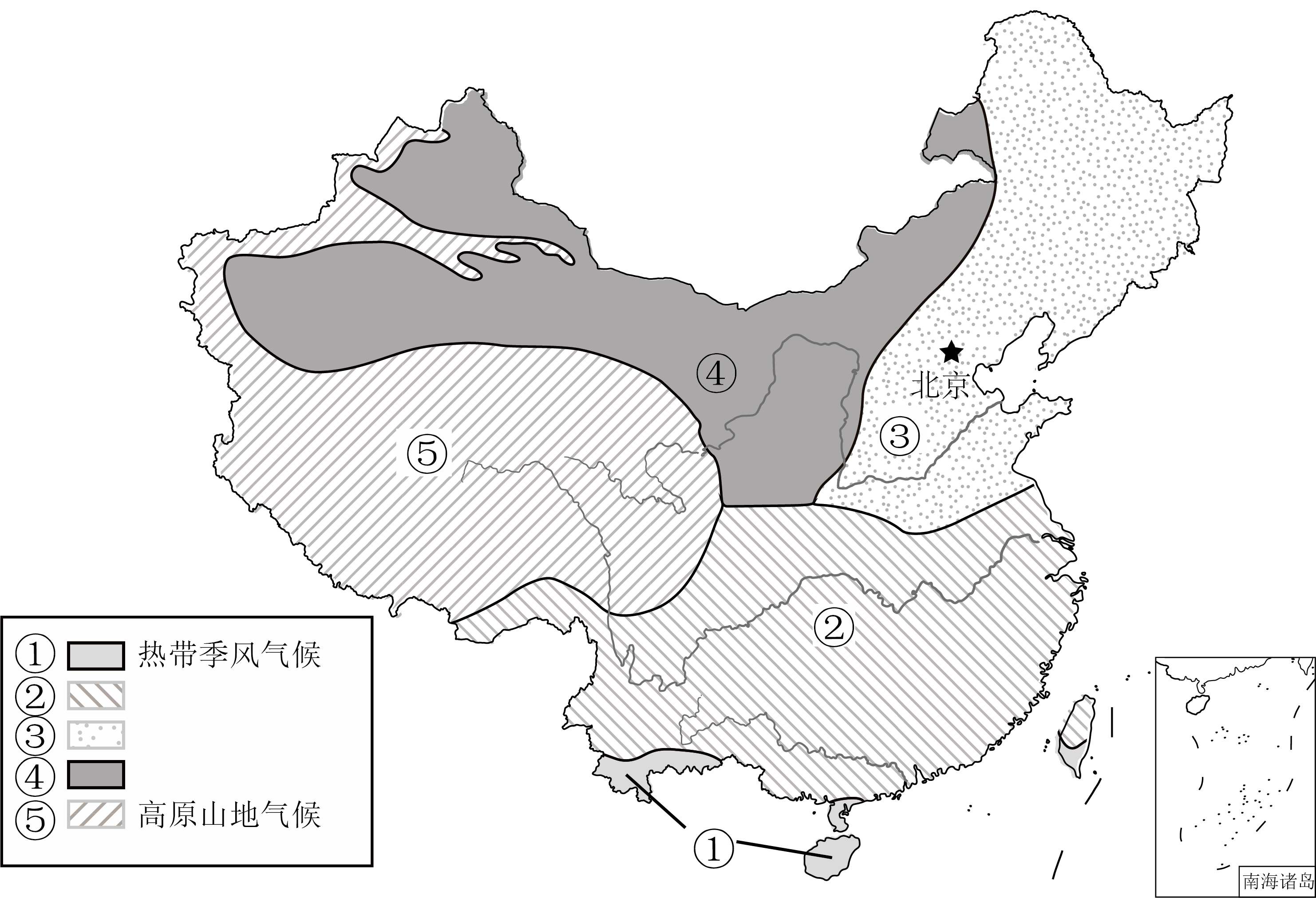 中国气候类型空白图图片