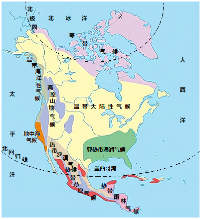 南北美洲气候分布图图片