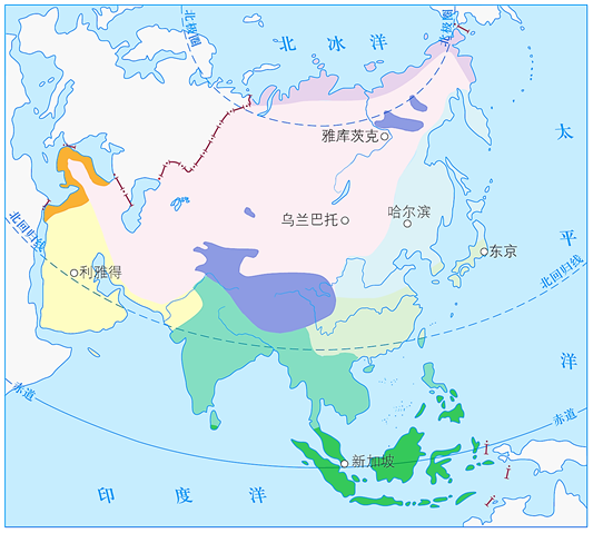 亚洲气候地图图片