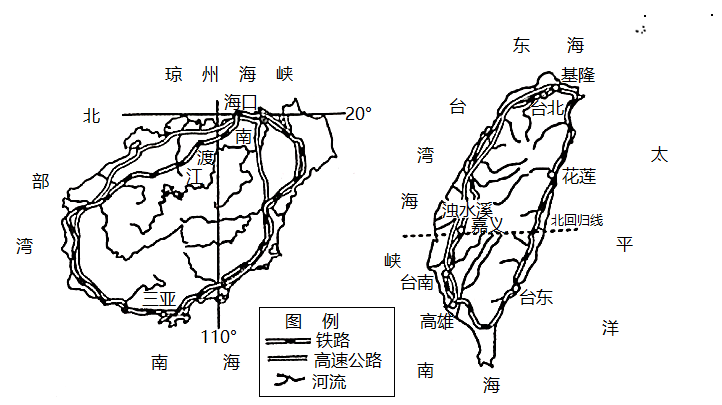下图是台湾省铁路城市和物产分布图据图回答下面小题