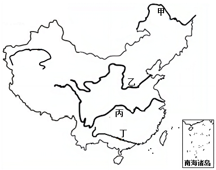 讀我國部分河流分佈示意圖,下列有關甲,乙,丙,丁四條河流的敘述,正確