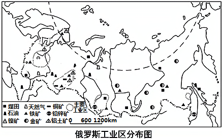 讀俄羅斯與日本兩國的工業區分佈圖完成下列問題