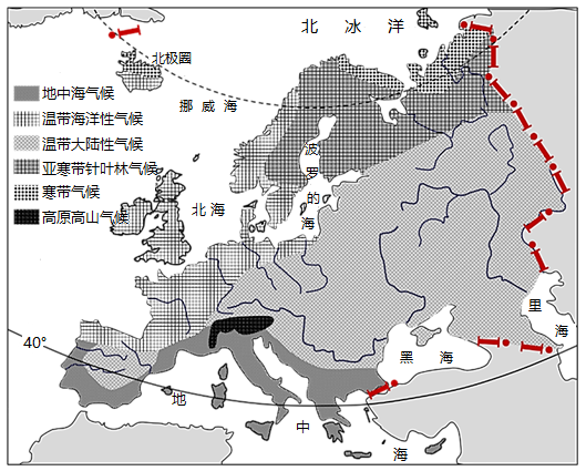 欧洲大陆气候分布图图片