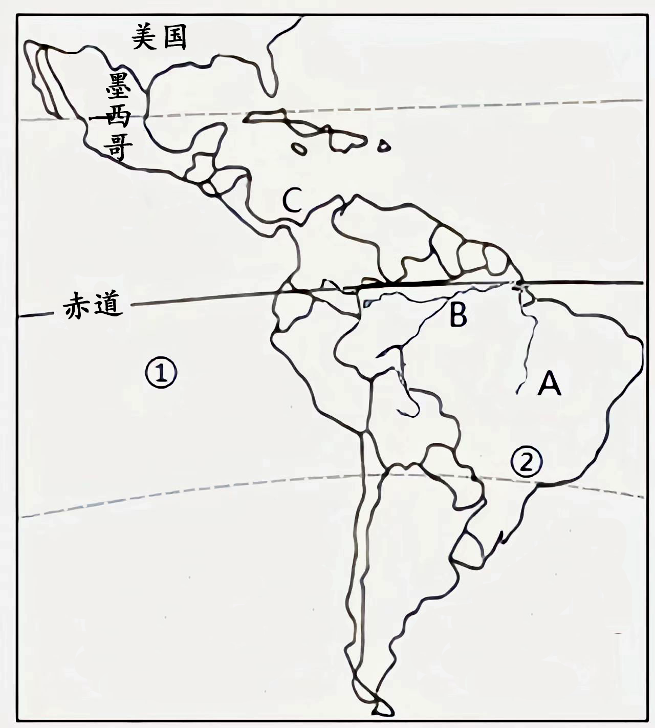 拉丁美洲地图 黑白图片