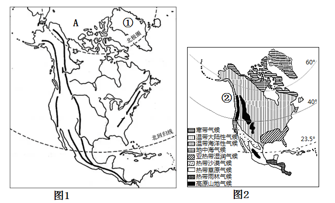 北美洲气候图手绘图片