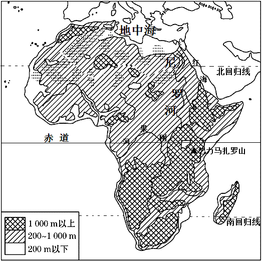 非洲主要地形分布图图片