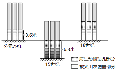 公元79年前後,那不勒斯灣海濱所受到的地質作用及