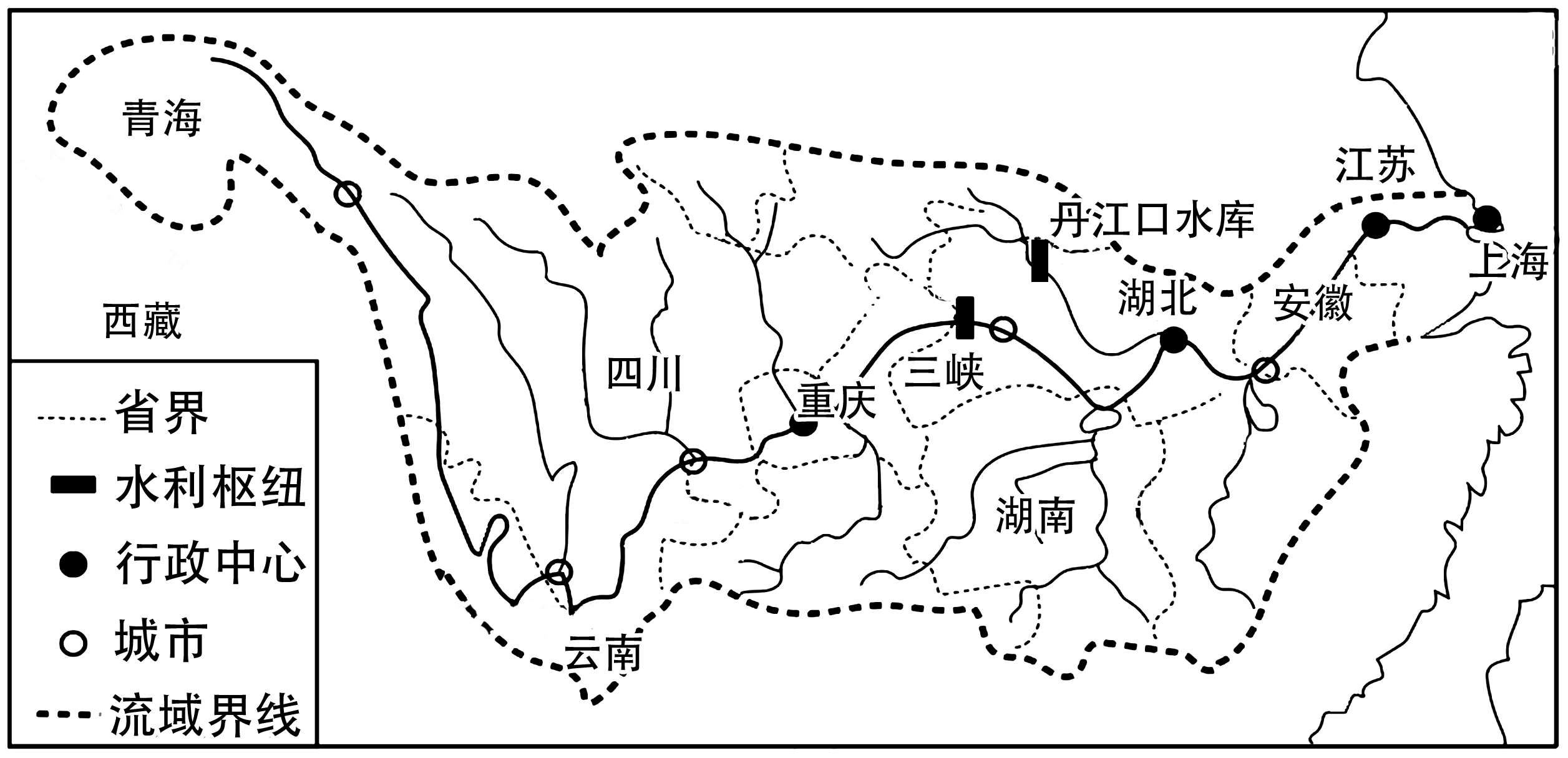 长江干流图手绘图片