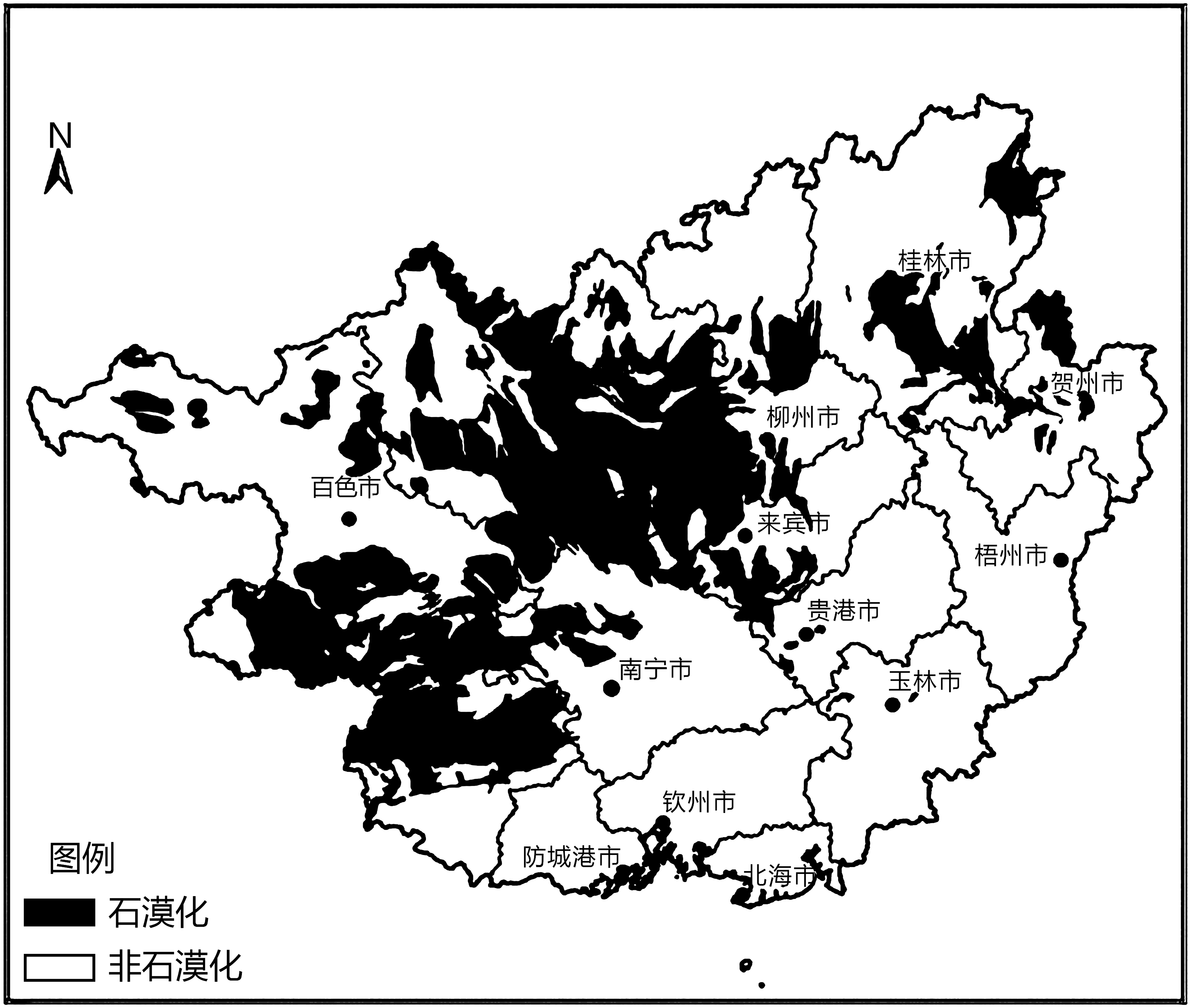 基岩裸露,土地丧失农业利用价值和生态环境退化的现象,多发生在石灰岩