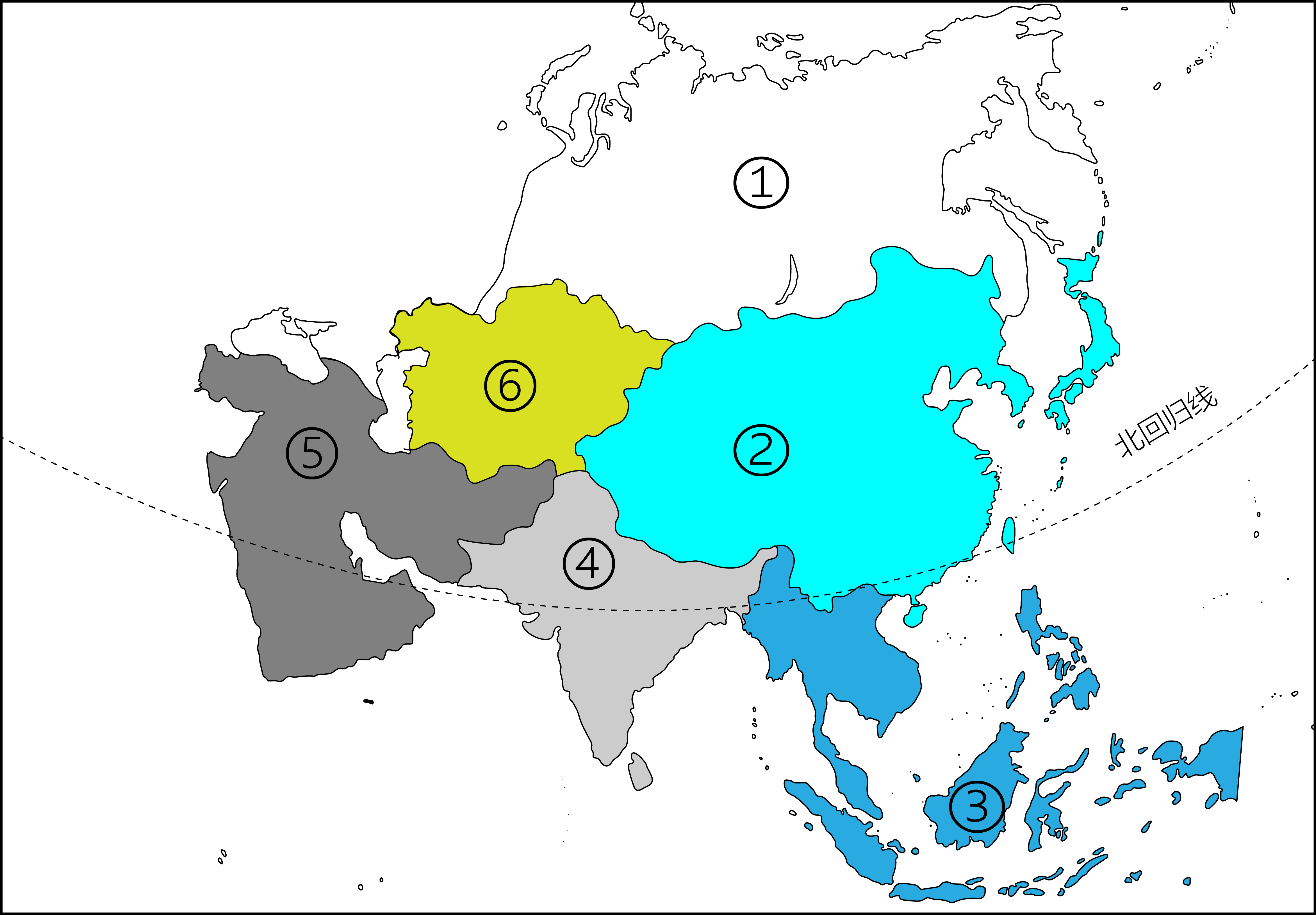 读亚洲地理分区图