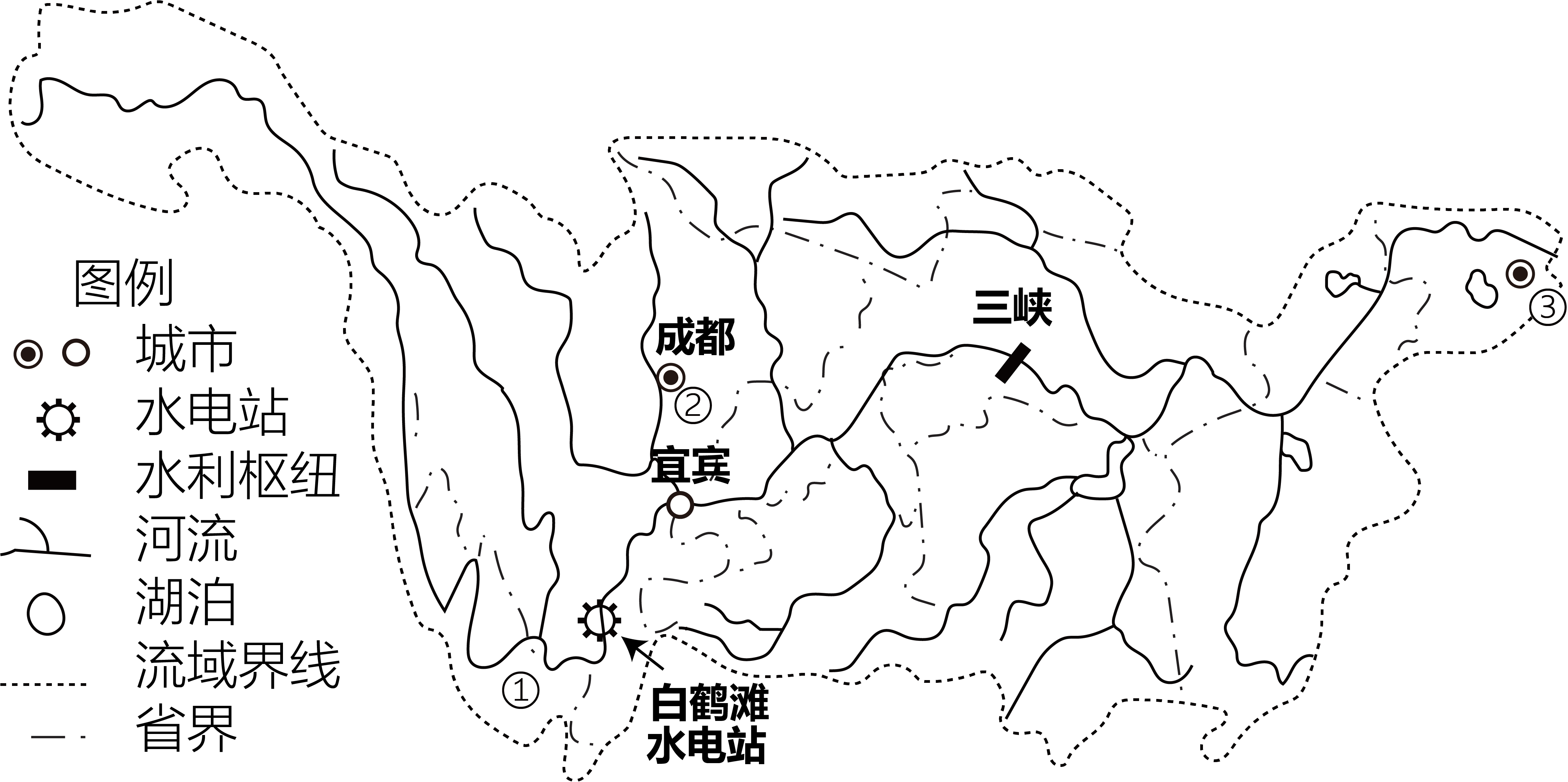 下图是长江流域水系图阅读材料,回答下面问题