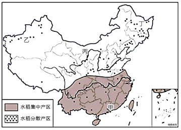 下图为中国水稻分布图.据此完成下面小题【小题1】我国水稻集中产