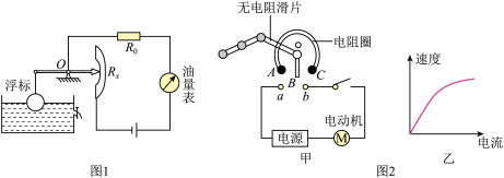 当脚踩"油门"时汽车速度加快,则电路中的______点在电阻圈上逆时针