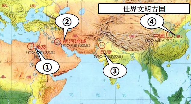 材料一下面为四大文明古国分布图材料二